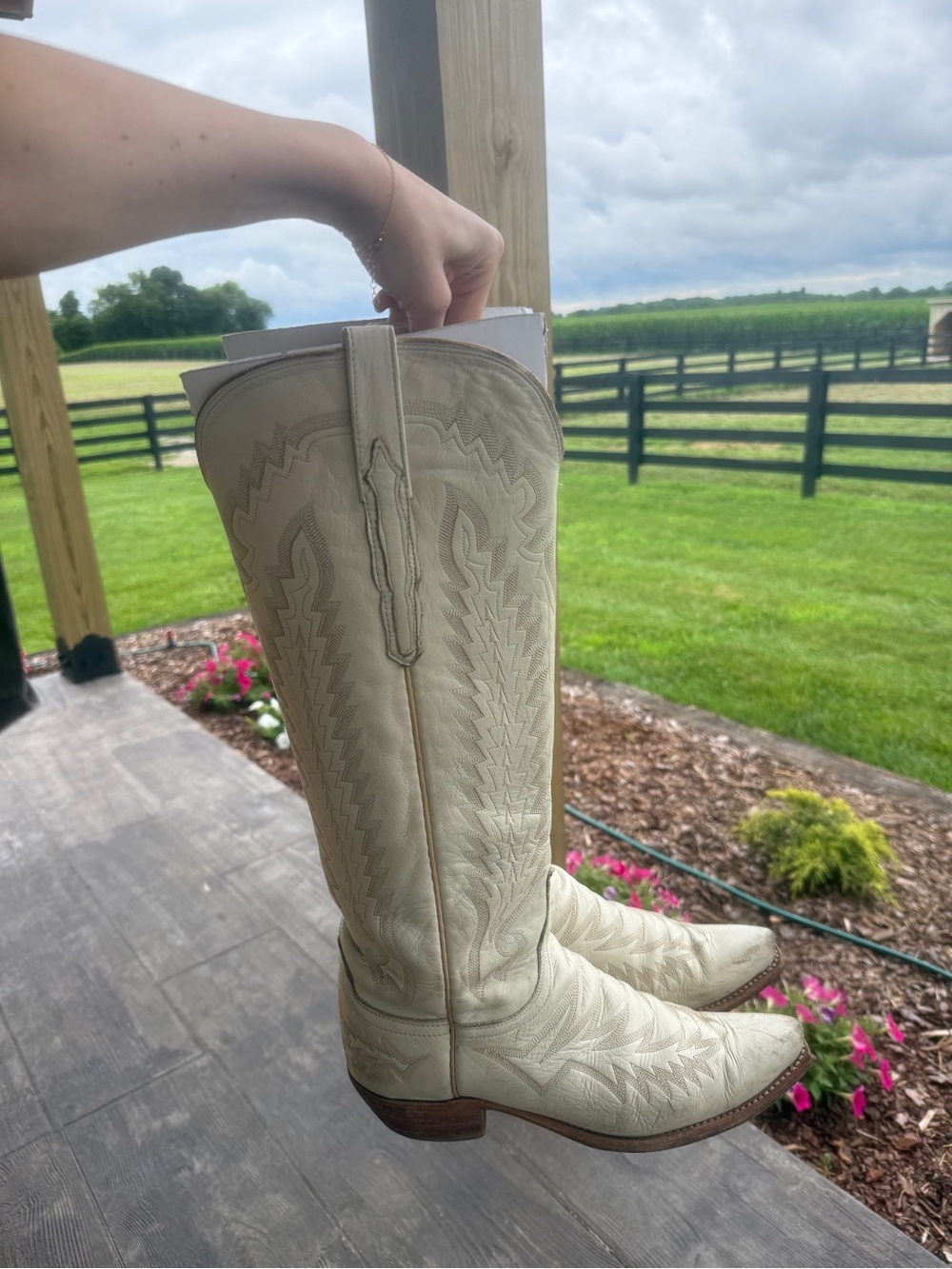 Lucchese Priscilla cowboy boot size 9 glitz cream - Picture 2 of 10